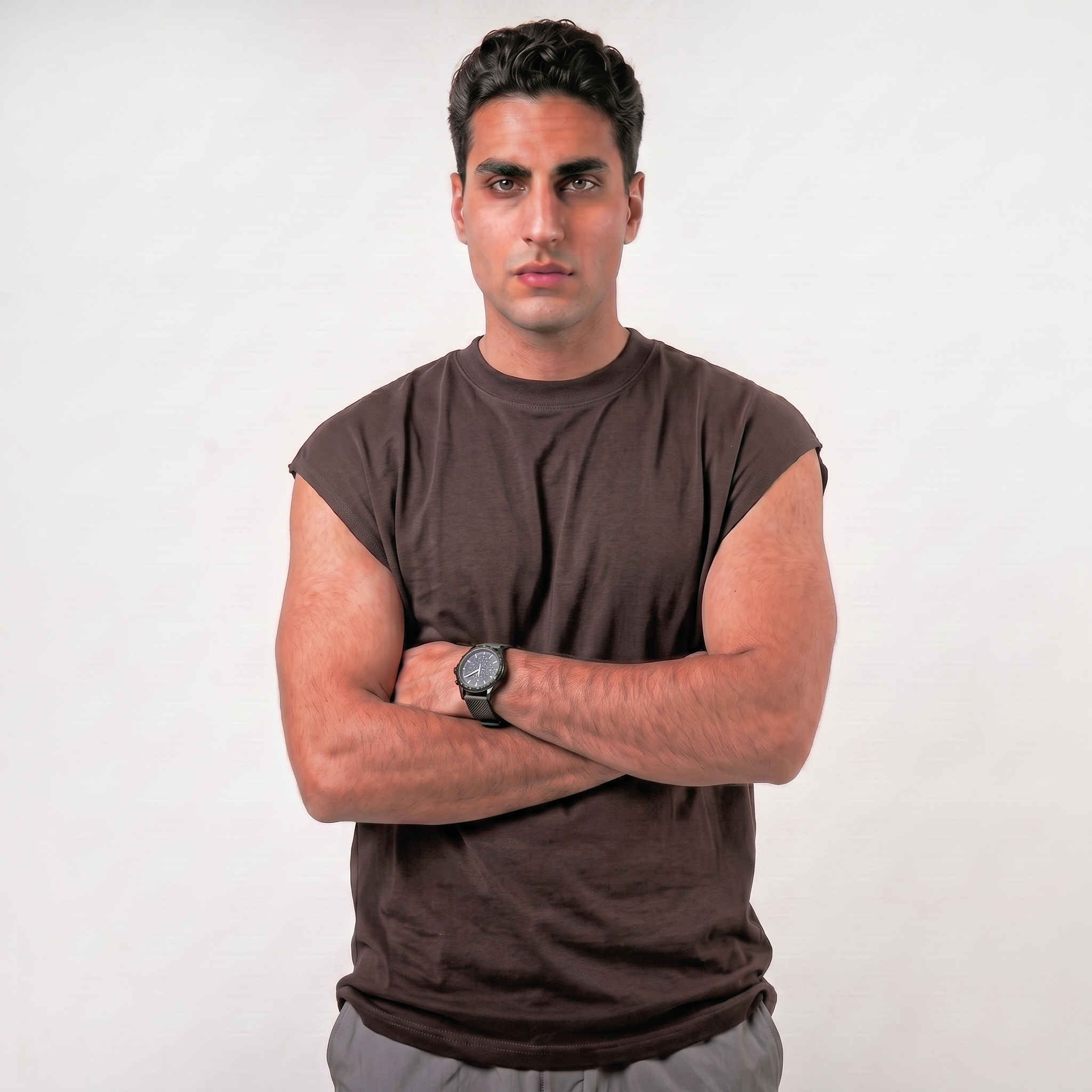 Oversized Brown Sleeveless Tee