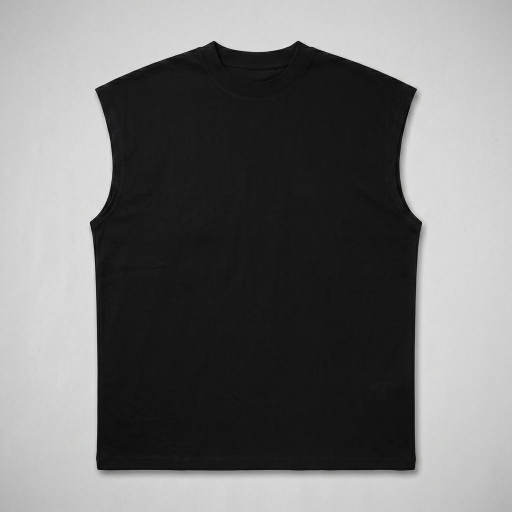 Oversized Black Sleeveless Tee