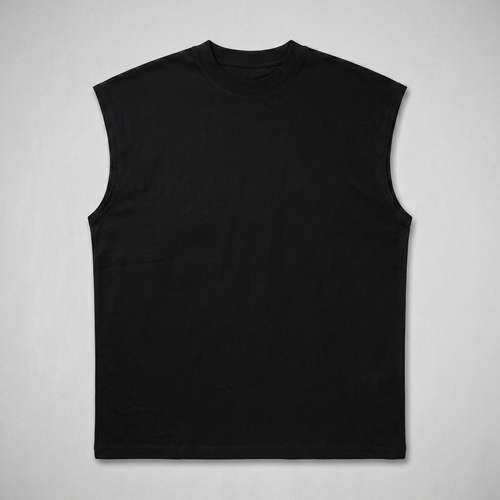Oversized Black Sleeveless Tee