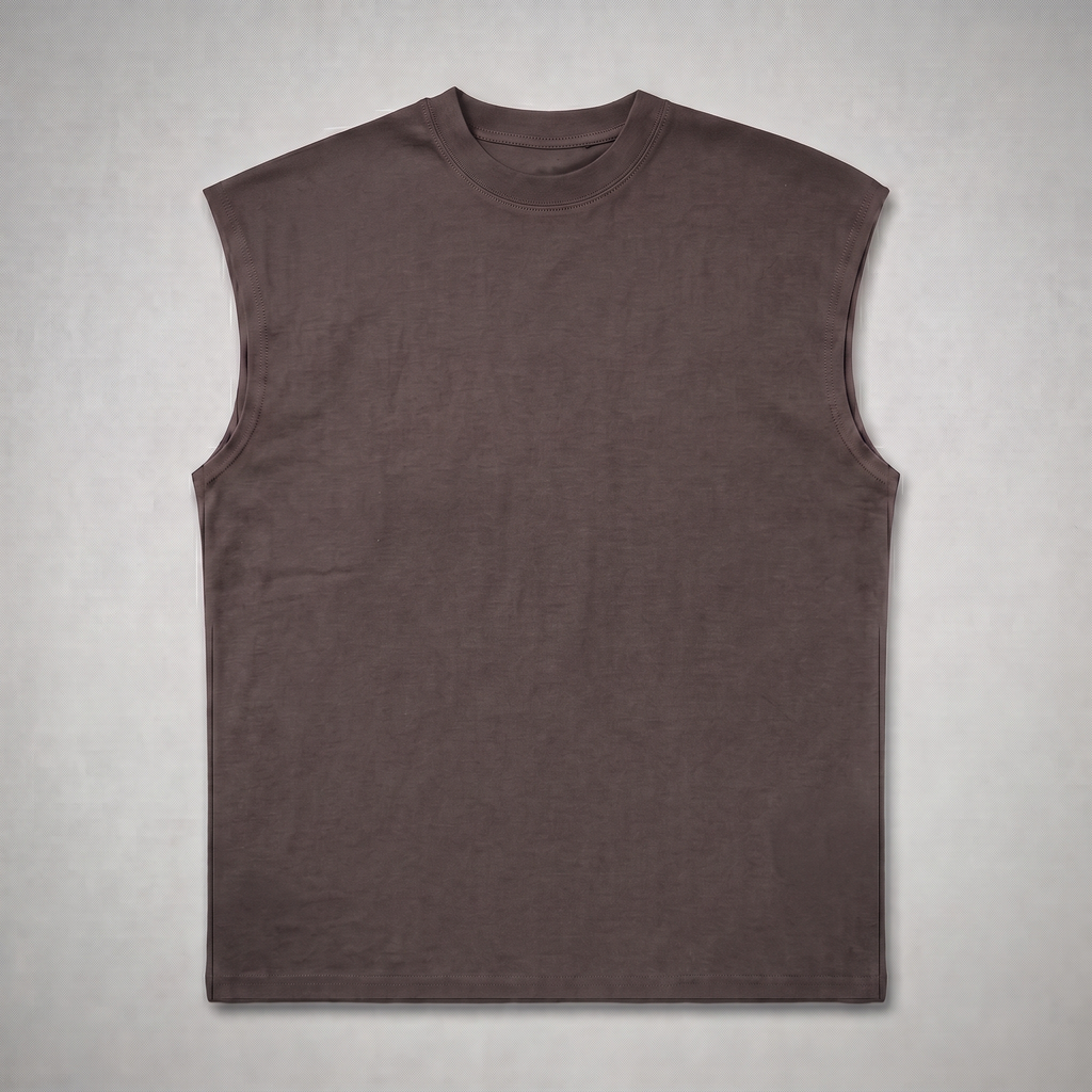 Oversized Brown Sleeveless Tee